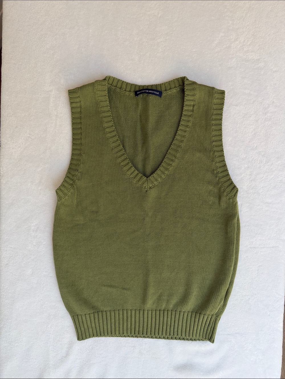 Brandy Melville Olive Sleeveless Knit V-Neck Top NWOT